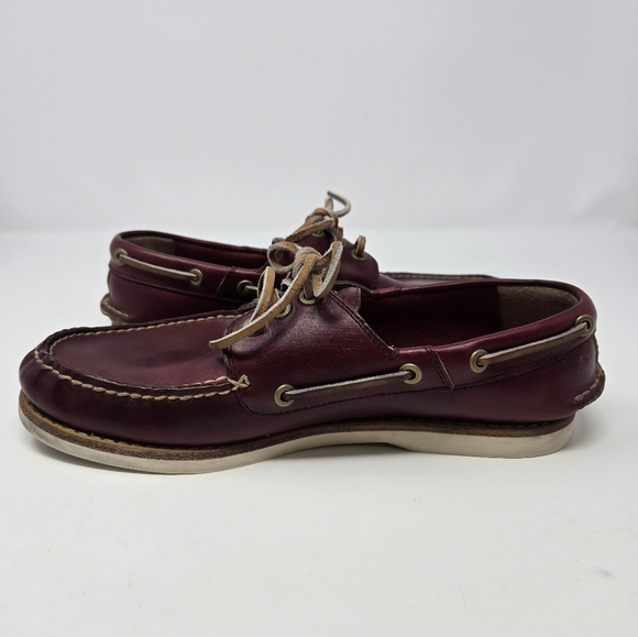 FRYE SULLY BOAT SHOES SLIP ON LOAFERS BURGUNDY LEATHER MEN SIZE 9 NAUTICAL FALL - Picture 5 of 15